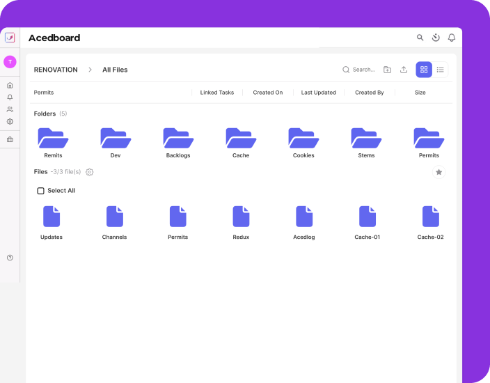 Acedboard file & folder window